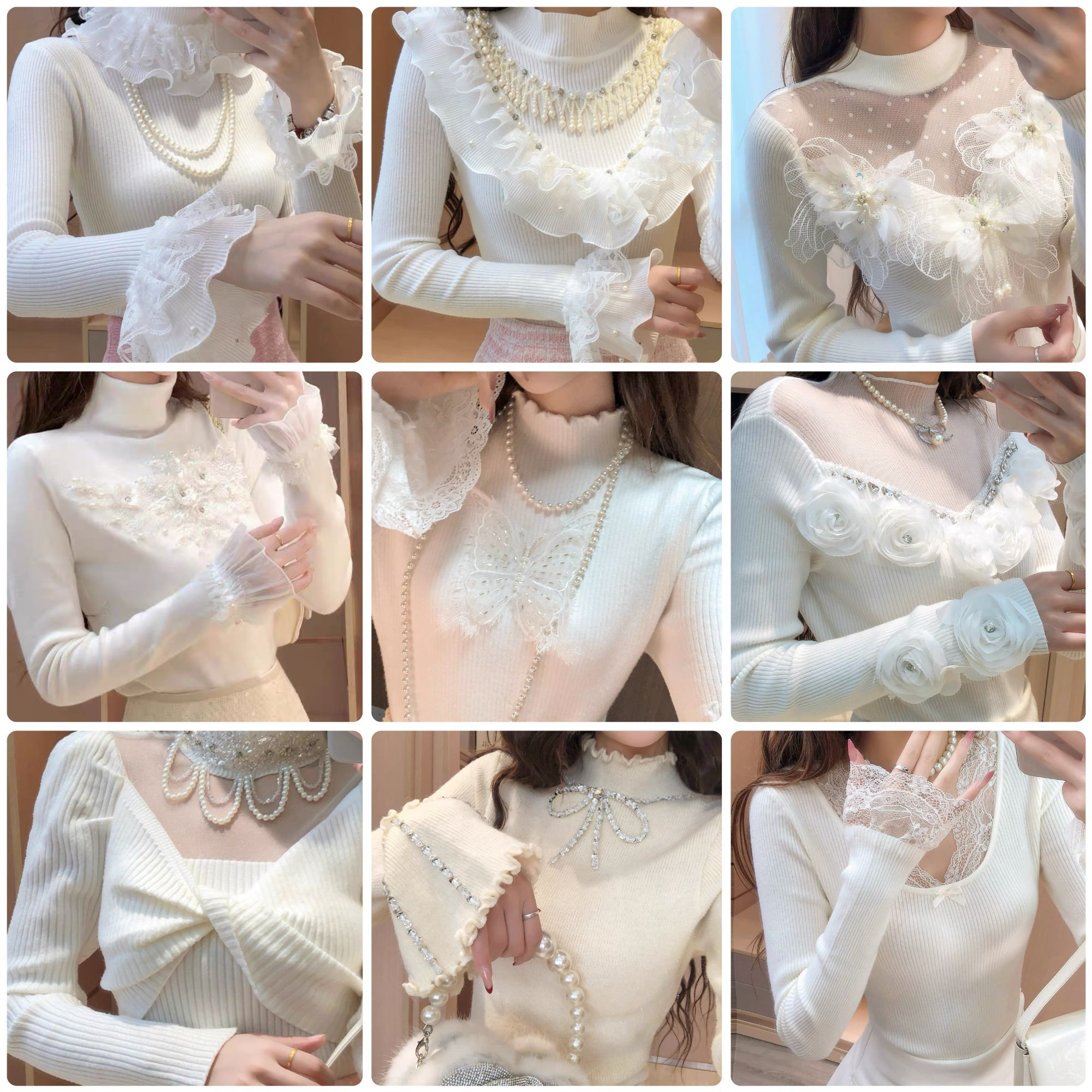 艾日秀2025早秋新款韩版温柔时尚打底修身百搭长袖针织上衣F1252