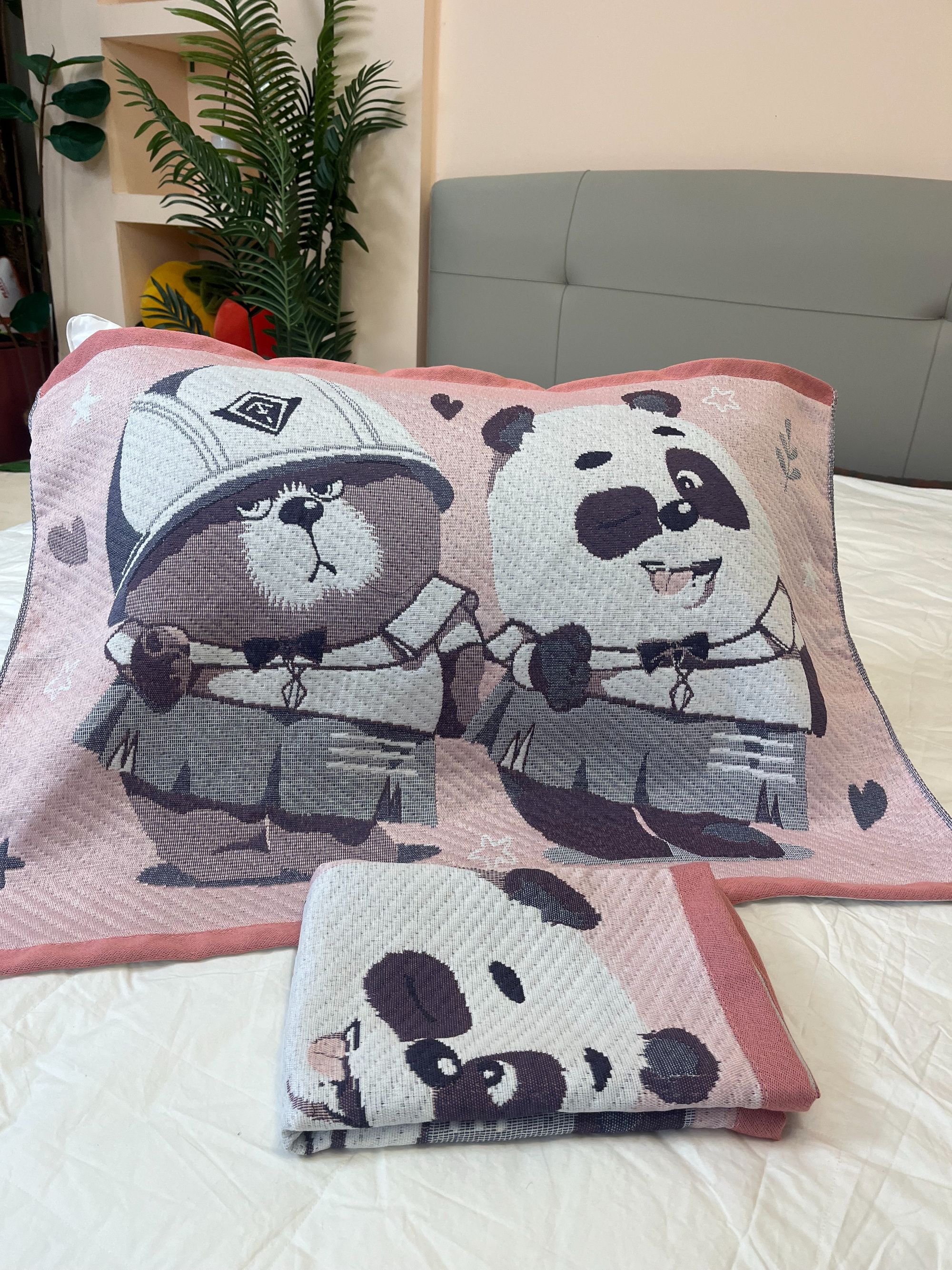 胖达52*78纱布舒适柔软枕巾