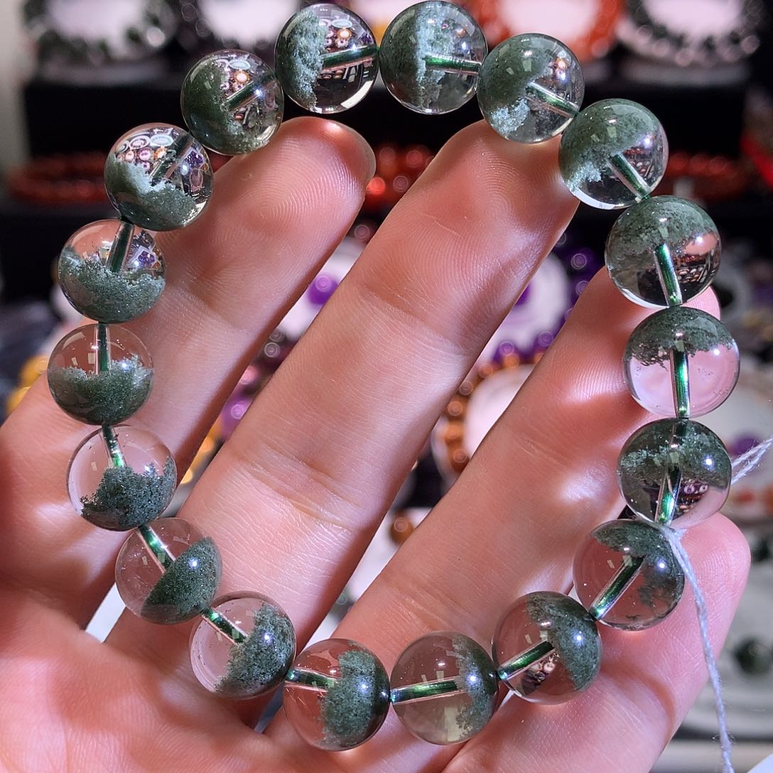 手链水晶未镶嵌巴西绿幽灵聚宝盆11+