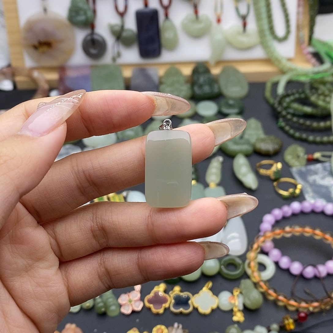 和田玉吊坠(不含链)银S925镶嵌