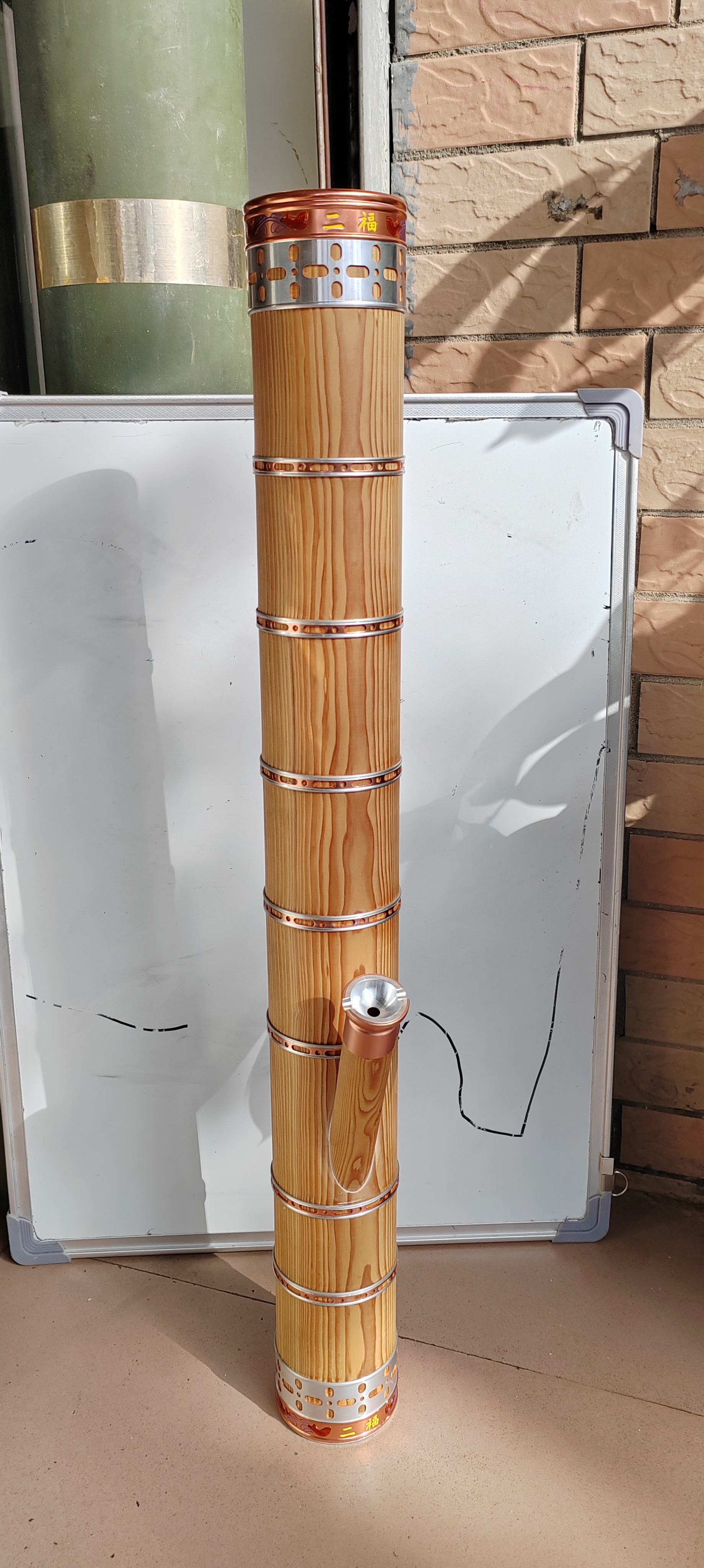 柏木花木水烟筒高：79公分，外口径8.8公分，内口径7.5公分