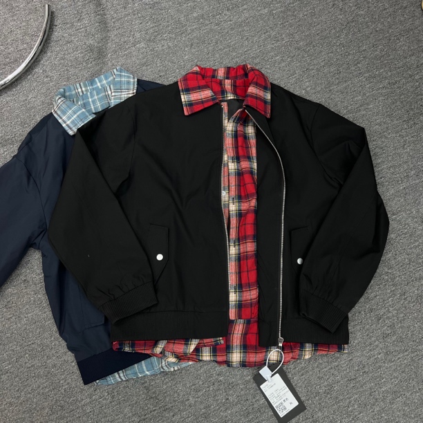 937 老钱风假两件外套秋新款拼接撞色宽松cleanfit飞行服夹克