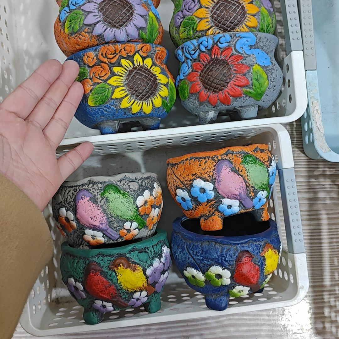 红陶吸水透气的白陶花盆凑满12发货