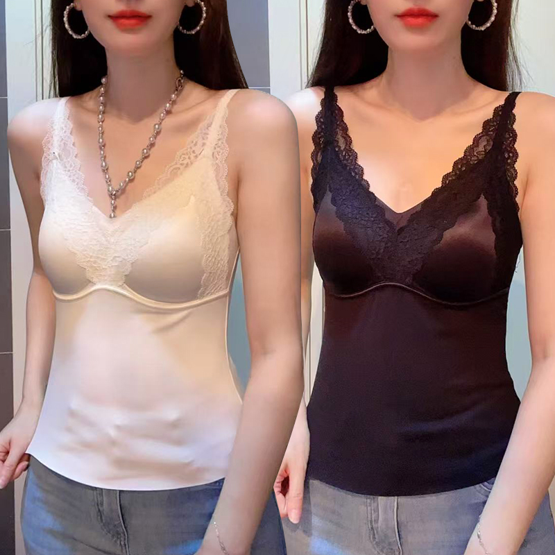6167吊带背心女士一体胸垫聚拢无痕秋冬内搭打底舒适透气百搭上衣
