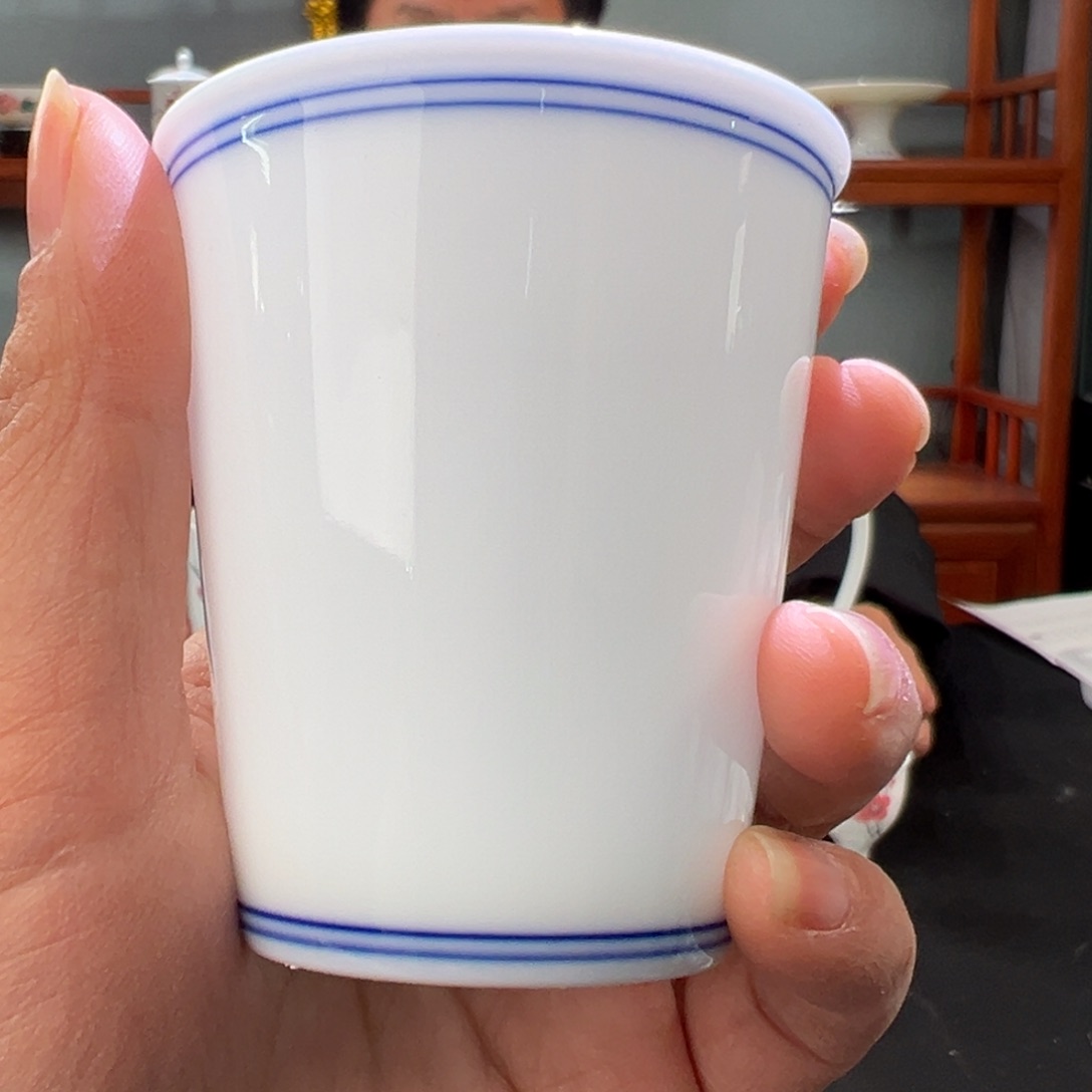 柴窑素胎双圈可乐杯