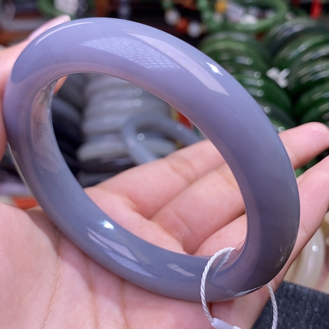 和田玉浓烟紫脂膏毕业级手镯59未镶嵌