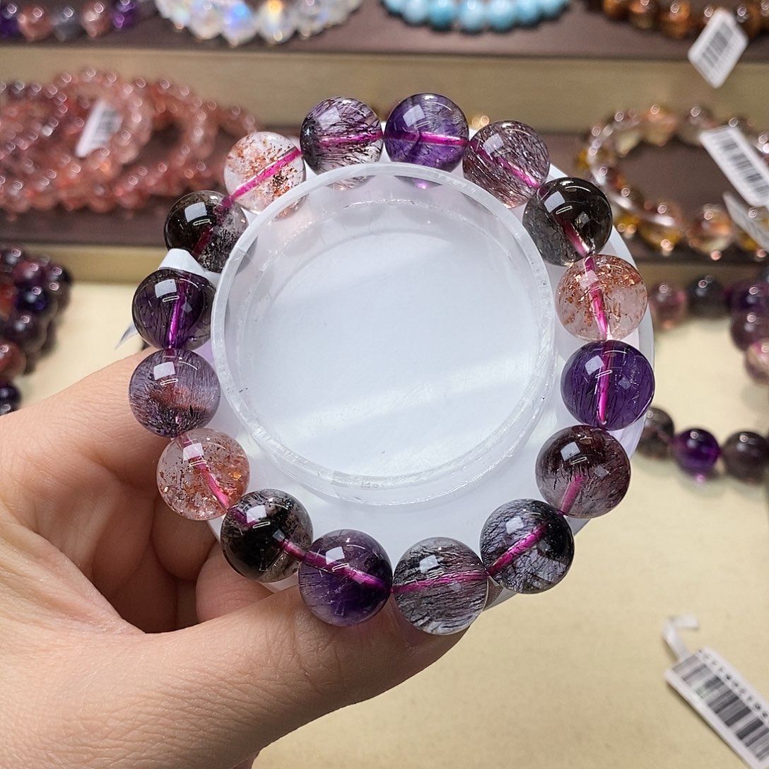 水晶手链未镶嵌黑加仑超七13+m