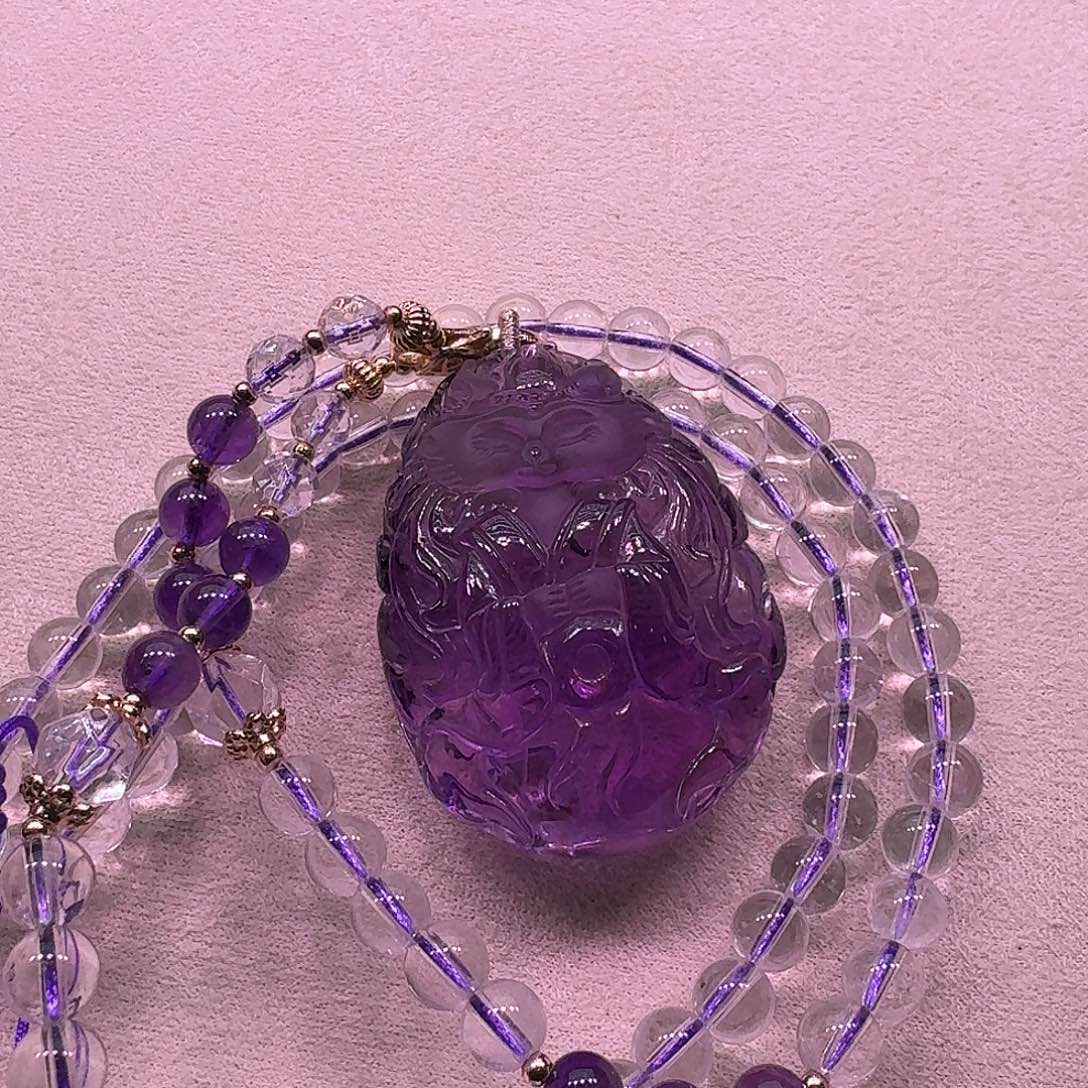 水晶颈饰未镶嵌天然水晶狐狐吊坠