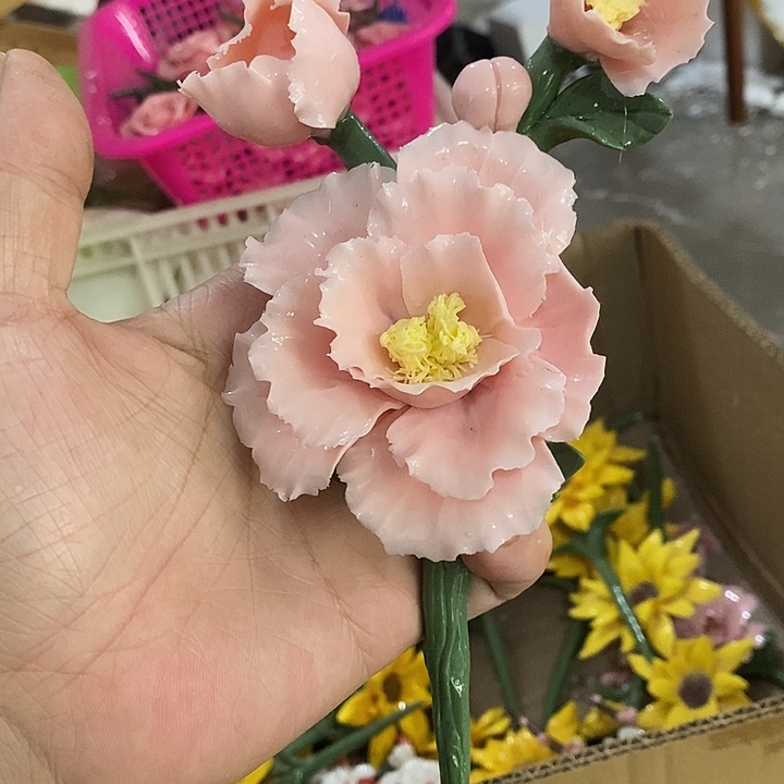 瓷片纯手工陶瓷花摆件1瑕