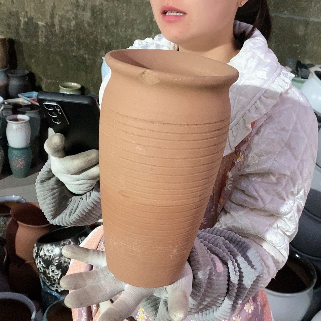 紫砂花盆瑕疵口14高25