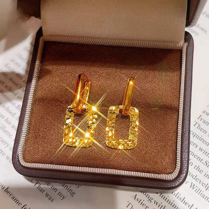 合金耳饰 金色爆闪龙鳞几何时尚耳坠气质轻奢高级精致百搭