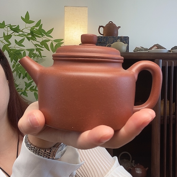 紫砂茶壶原矿无添加红泥半手徳钟