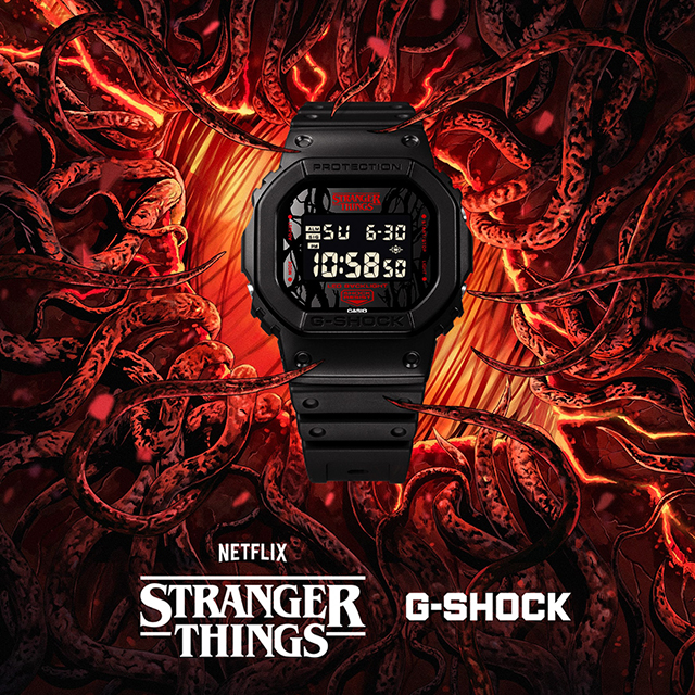 卡西欧手表G-SHOCK怪奇物语联名小方块防水时尚男表DW-5600STT-1