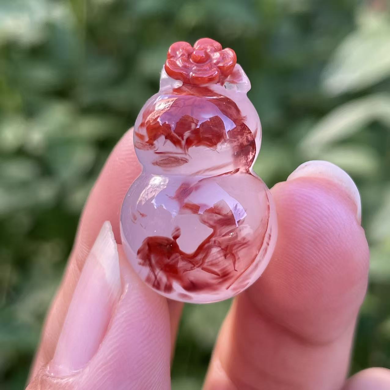 （传承全品级)南红九口高冰飘花葫芦吊坠 28.2*16.8*16.9