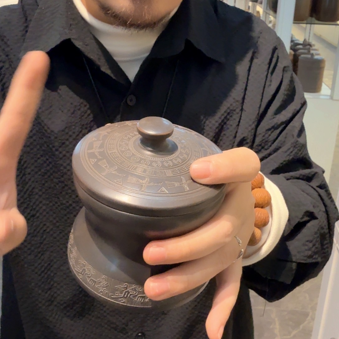 钦州坭兴陶原矿泥茶叶罐二两