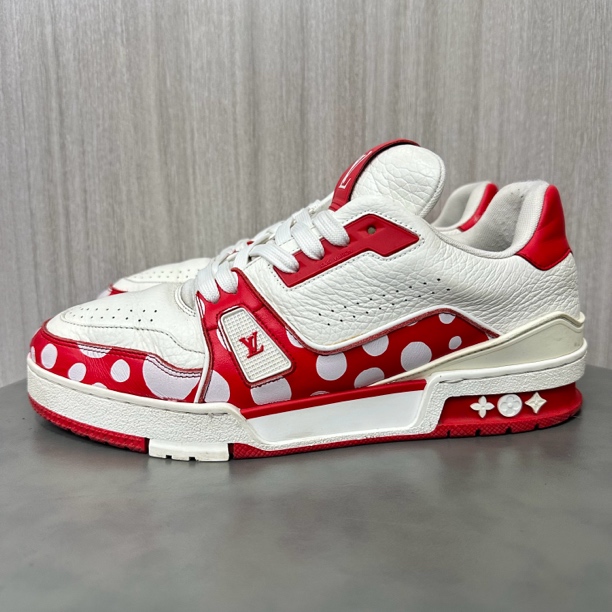 90新 LouisVuitton/路易威登 40码 trainer 白红 低帮板鞋
