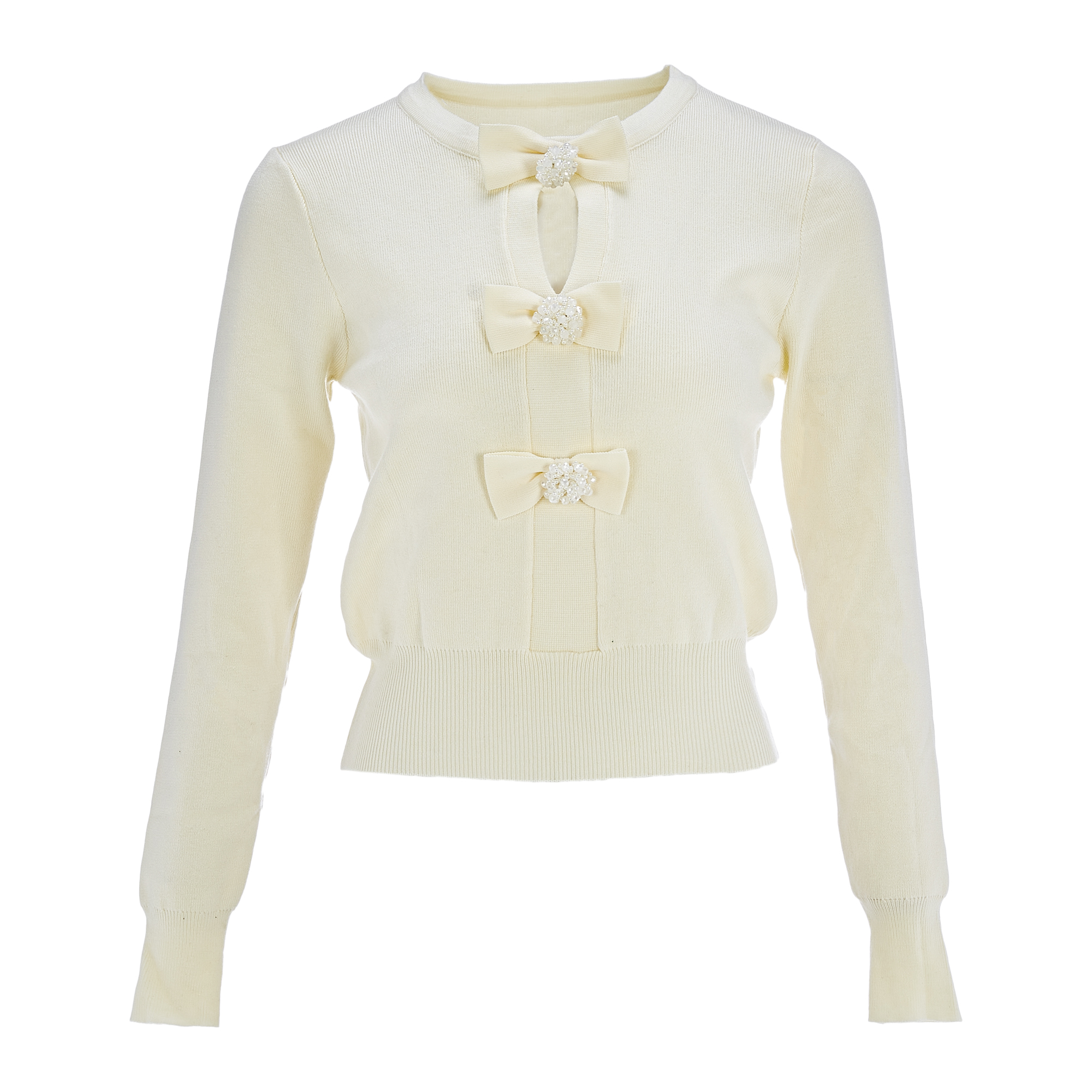 MeByMarieElie【忆蝶青棠】简约纯色气质钉珠蝴蝶结毛衫EAF44E27722