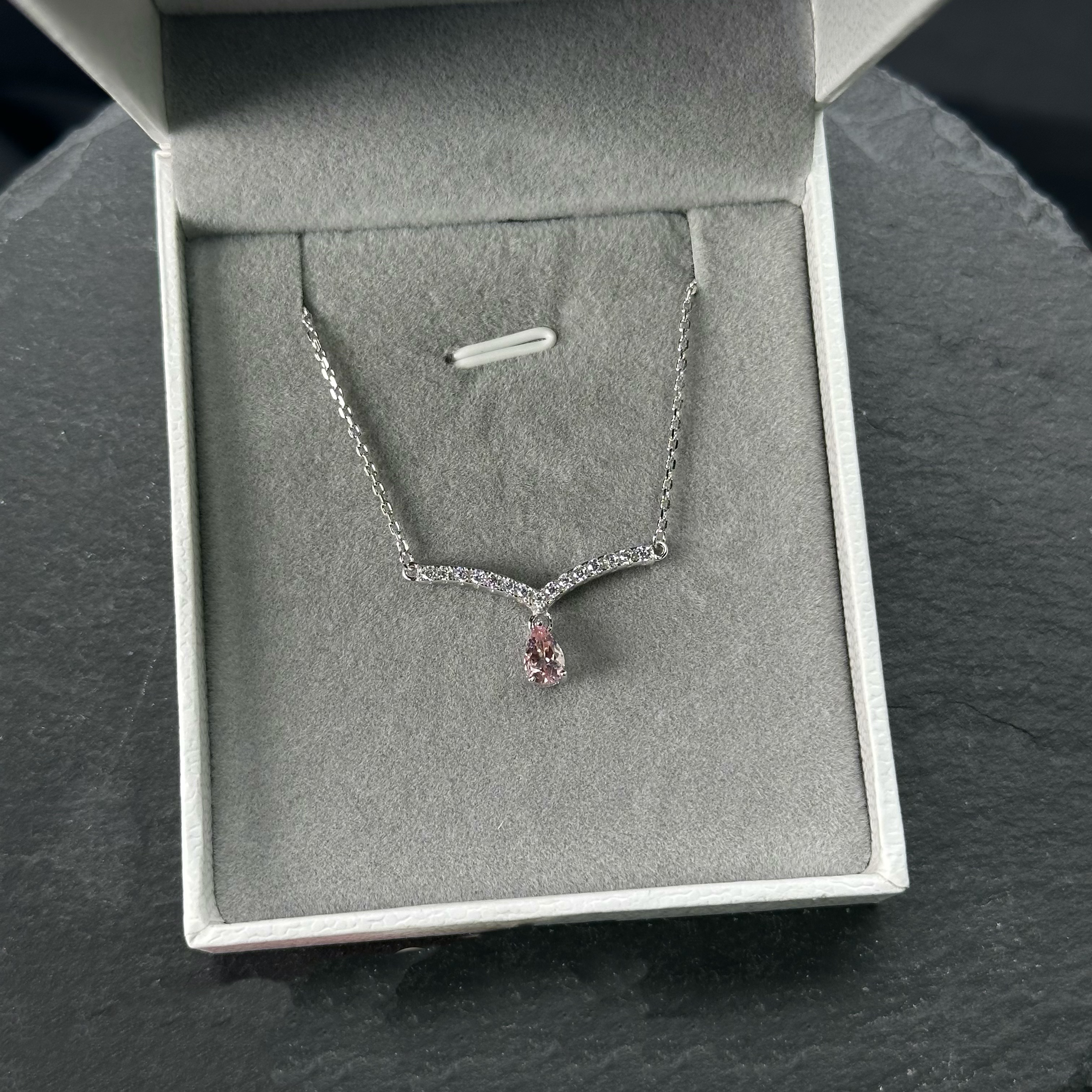 【流星V】茉莉仙子原创设计 摩根石吊坠项链925银粉色轻奢气质