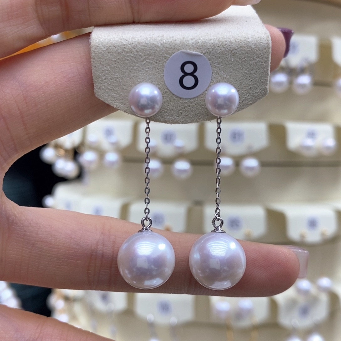 淡水珍珠耳饰银S925镶嵌