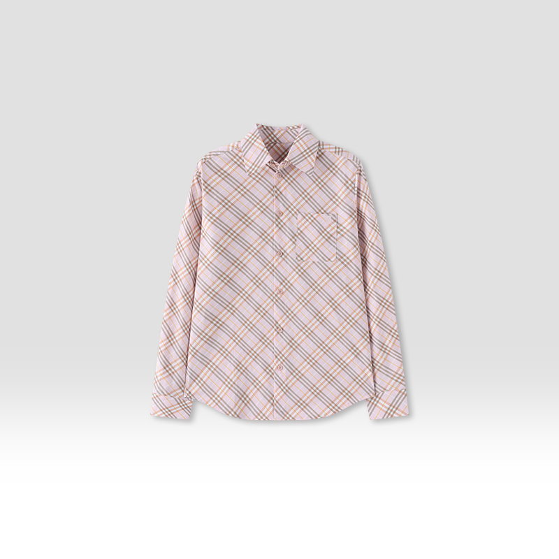 原单非世面货！粉格子衬衫衬衫 X286