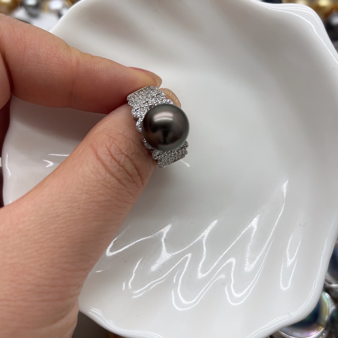 戒指海水珍珠银S925镶嵌