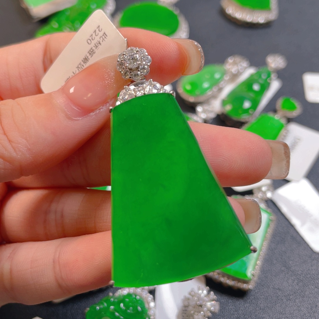 翡翠银S925镶嵌吊坠(不含链)