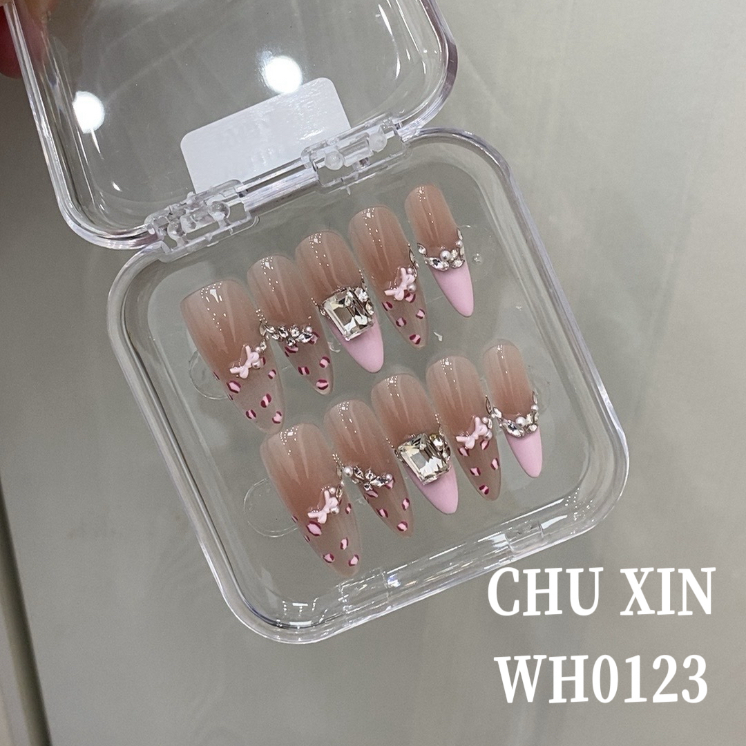 【WH0123豹娇小姐】纯手工穿戴甲夏日清新美甲可拆卸气质显白新款