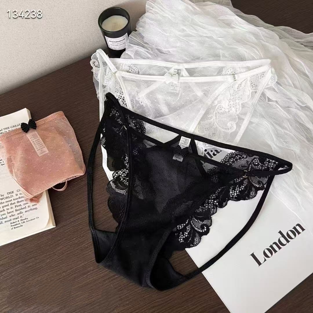 3961夜色倾心中底腰性感蕾丝网纱女士三角内裤《三条装》