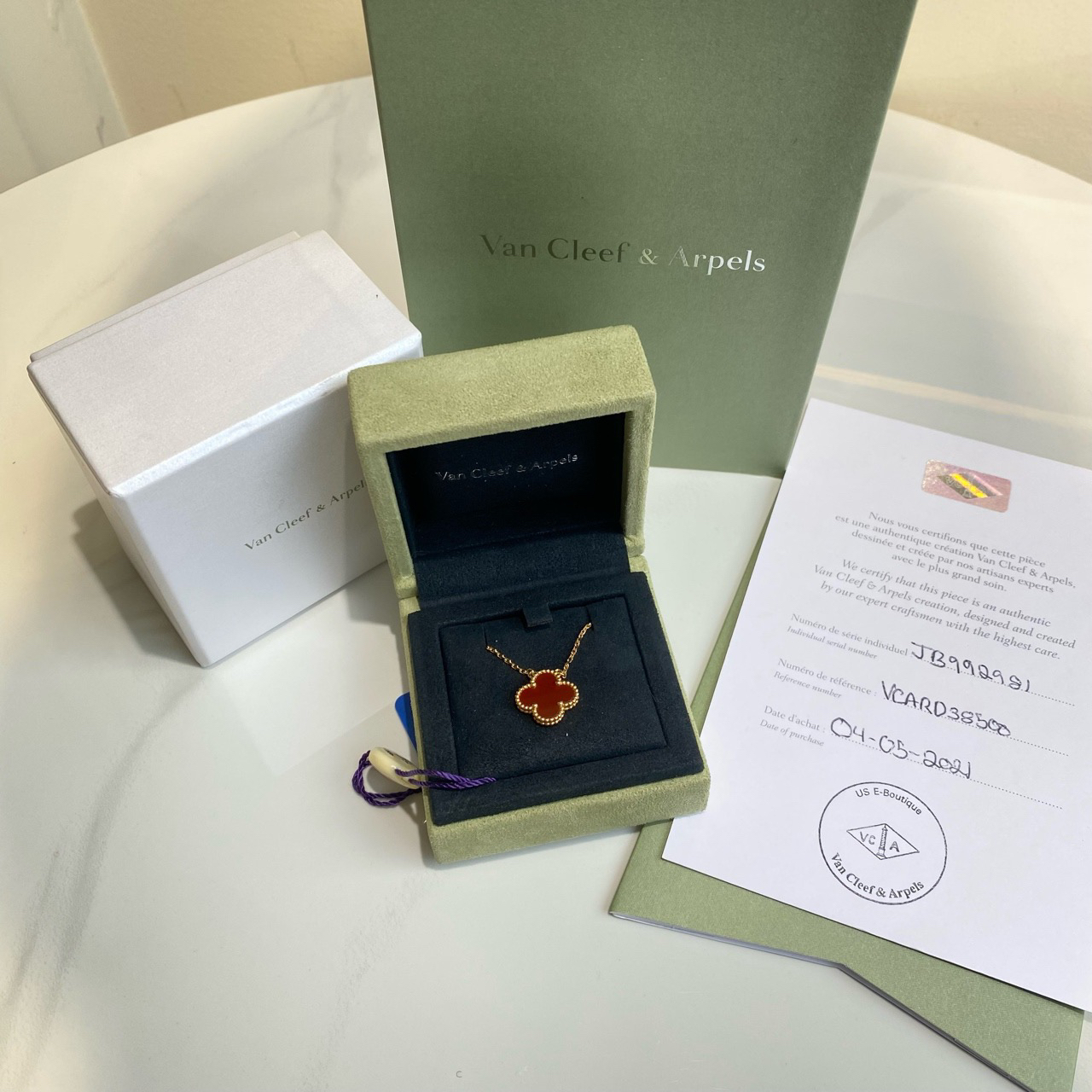 95新 梵克雅宝 御古屋/60375/项链红色 21年 有卡有盒