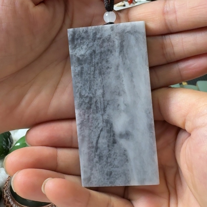 和田玉未镶嵌项链青花无事牌80