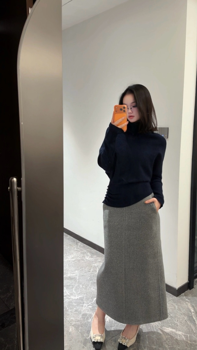 永茵|半身裙冬季百搭女装轻奢开叉半身裙显瘦