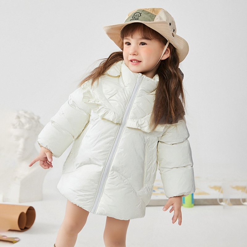 波浪绗线荷叶边女童外套34181425儿童女童休闲防水防风