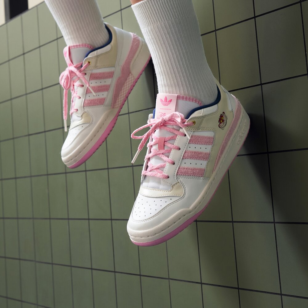Adidas三叶草FORUMLOWCL迪士尼柴郡猫联名款运动鞋粉色鞋子KH5900