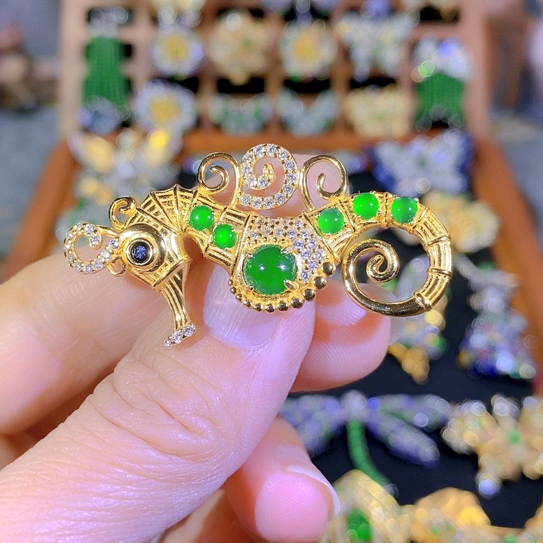 吊坠(不含链)银S925镶嵌翡翠