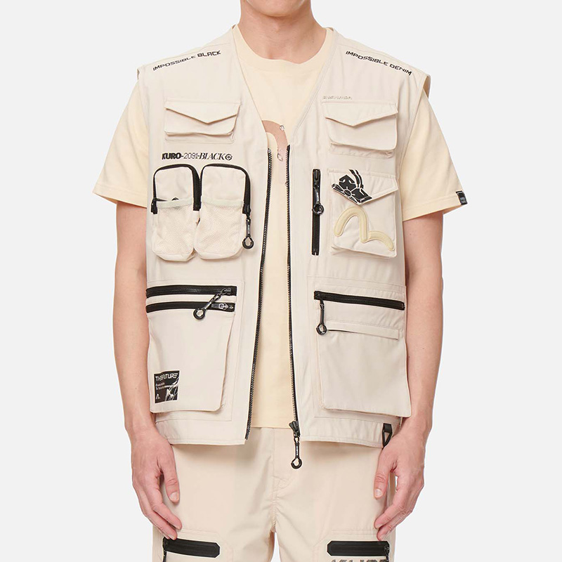 EVISUKURO男士海鸥印花多口袋休闲潮流背心外套男2ESGNM1VS758OS