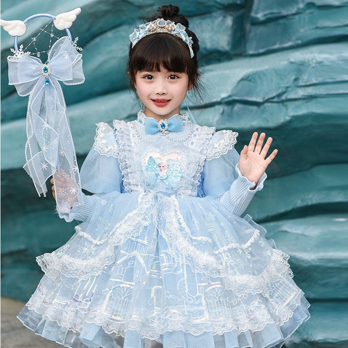 爱莎毛衣裙女童洛丽塔公主裙宝宝周岁礼服生日洛丽塔公主裙女童