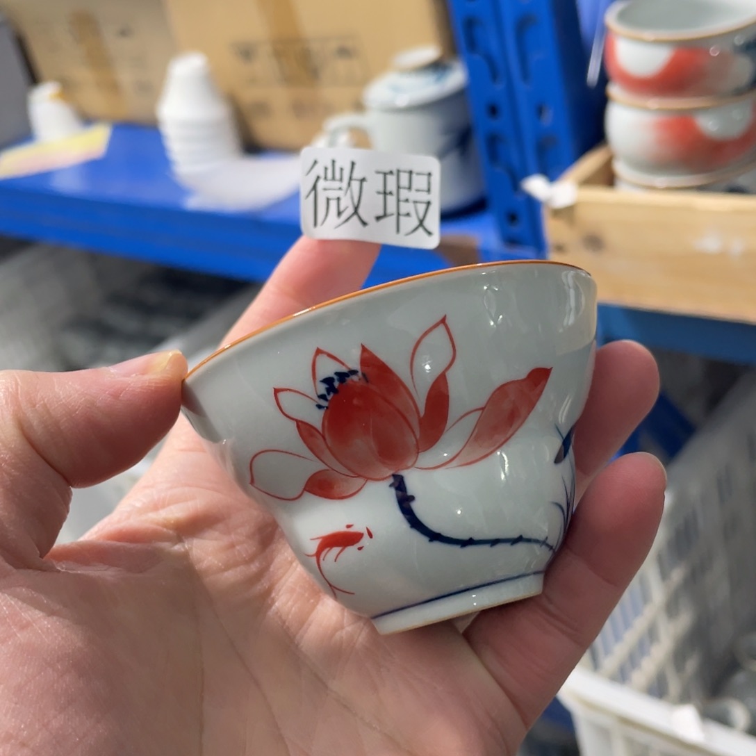 釉下手绘茶具微瑕