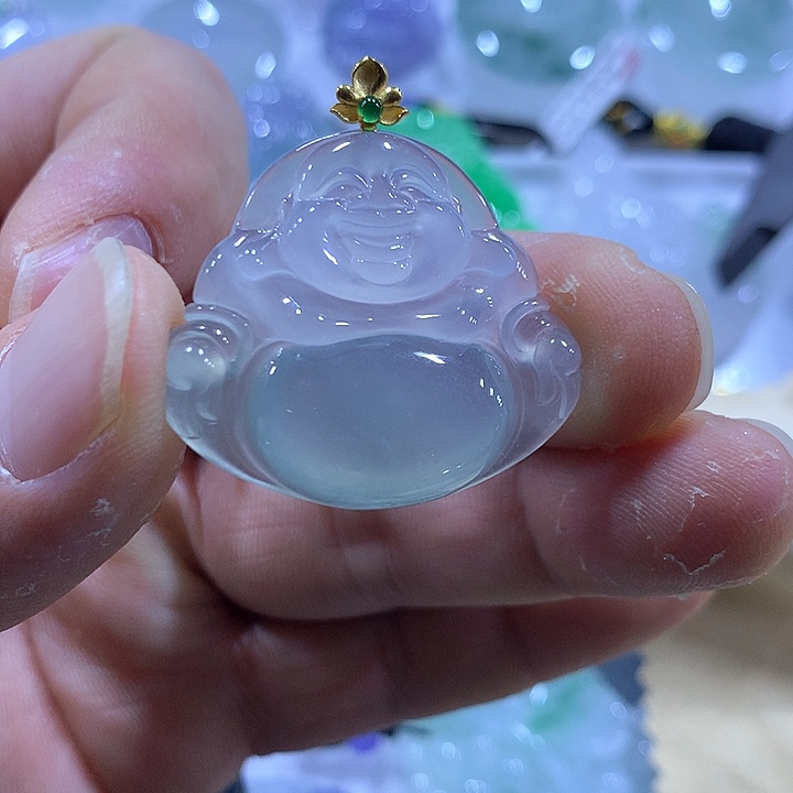 翡翠18K金镶嵌颈饰天然翡翠A货吊坠