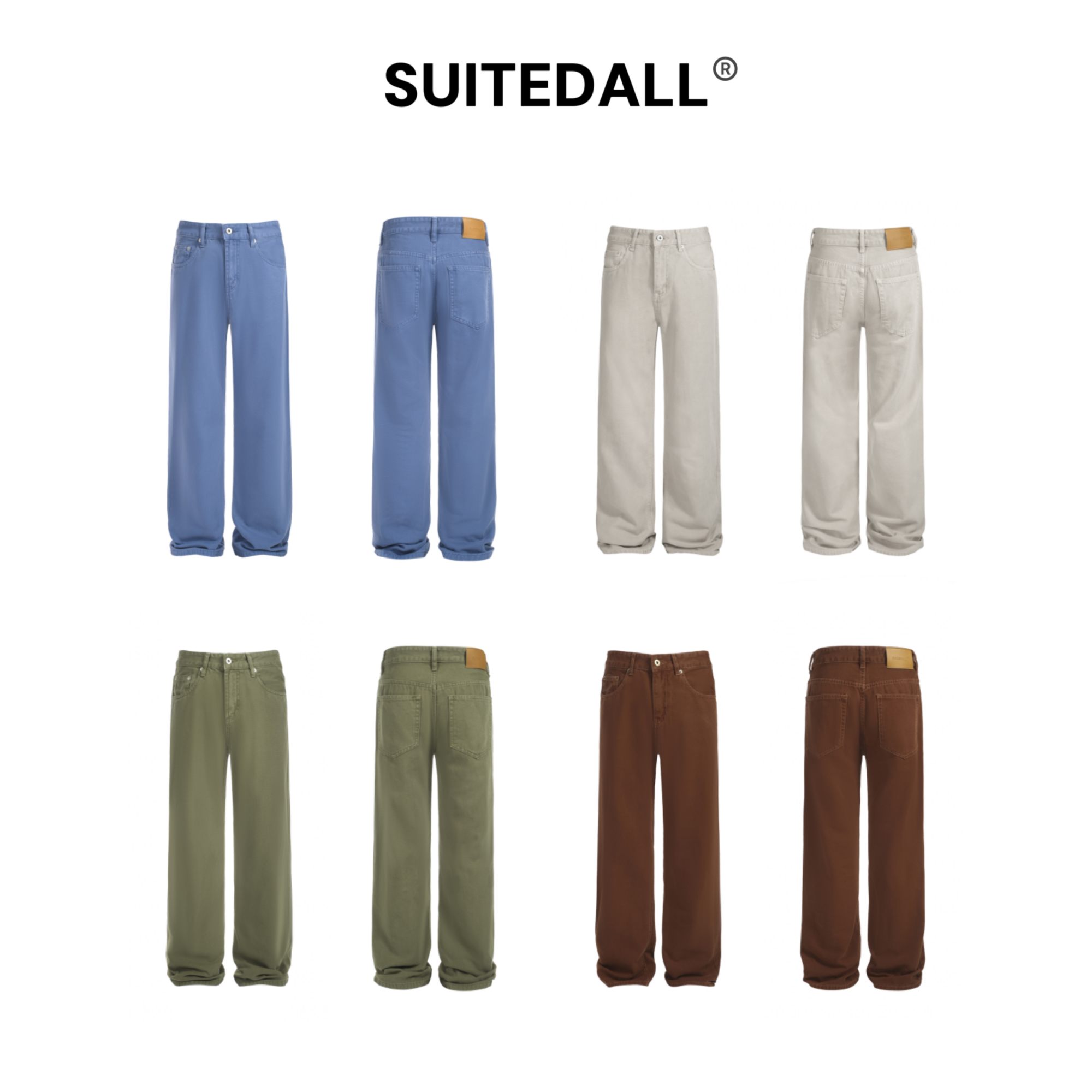 SUITEDALL珠帆布工装裤 阿苏特染纯棉宽松直筒四色百搭休闲法工裤