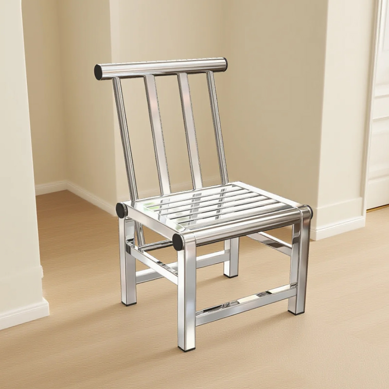 不锈钢椅子凳子靠背新中式家用餐椅防水防潮防霉农村户外乘凉椅