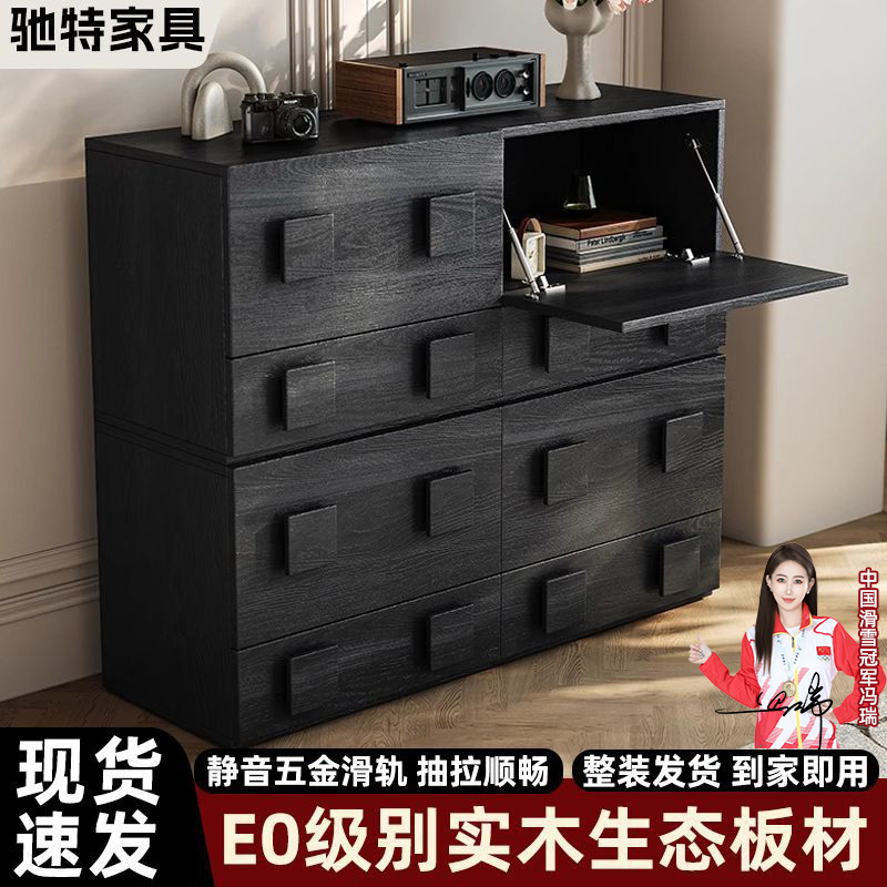 复古风中古全实木电视柜现代简约客厅卡门柜卧室储物组合模块收纳