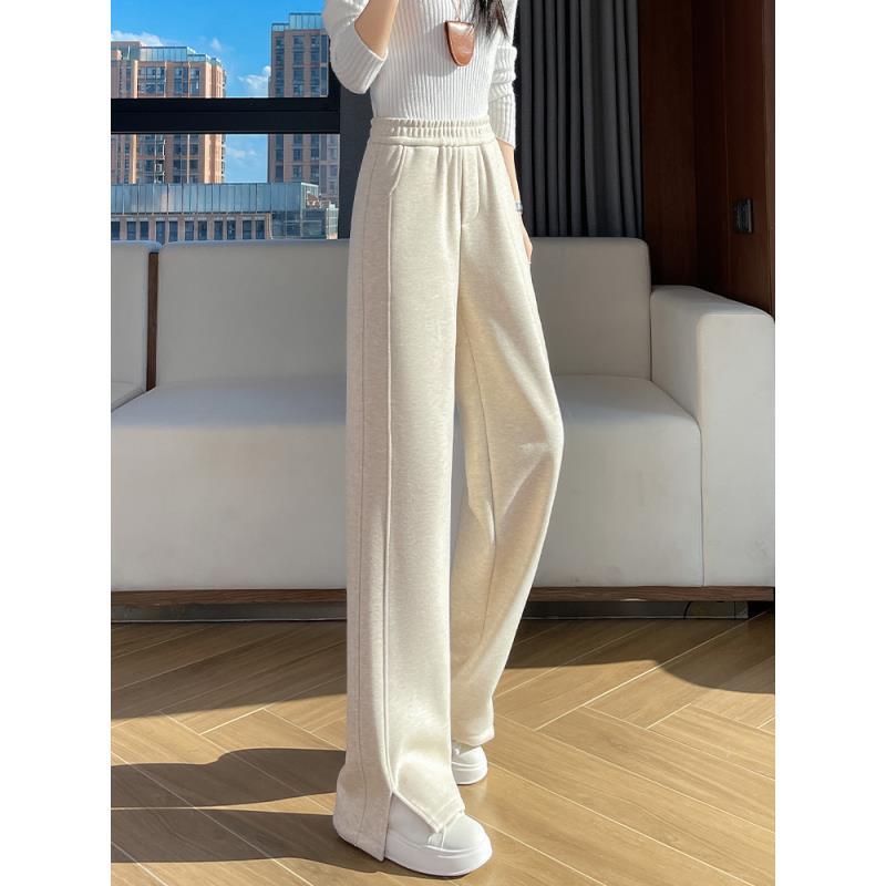 显瘦毛呢亲肤阔腿裤春秋冬三季女休闲裤（加绒加厚，不加绒）可选