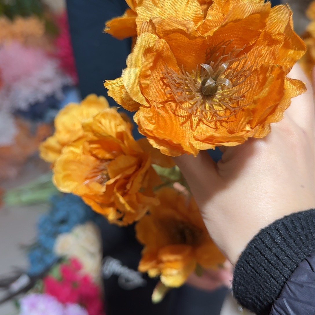 咖色6头芙蓉花10支装