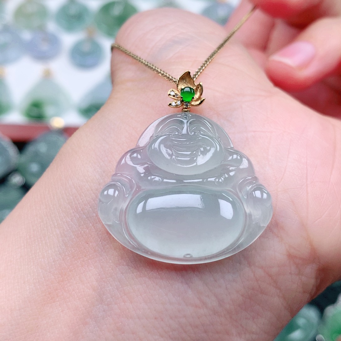 翡翠18K金镶嵌吊坠(不含链)