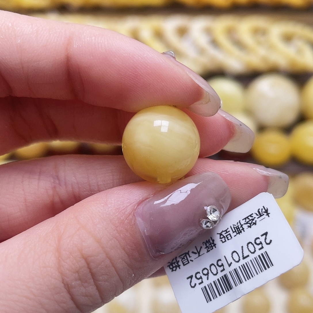 琥珀未镶嵌裸石14.4mm圆珠