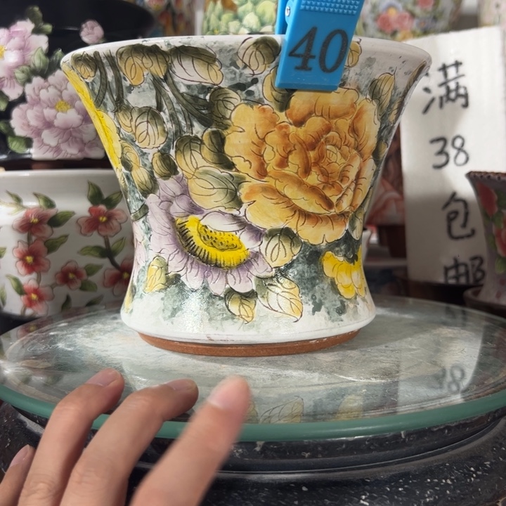 景德镇手绘花盆满38包邮偏远地区除外