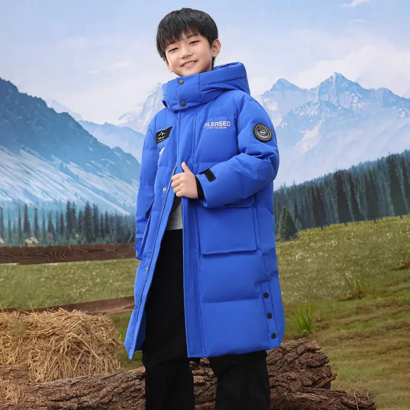鸭鸭儿童羽绒服中长款男童冬季2025新款中大童装加厚保暖休闲外套