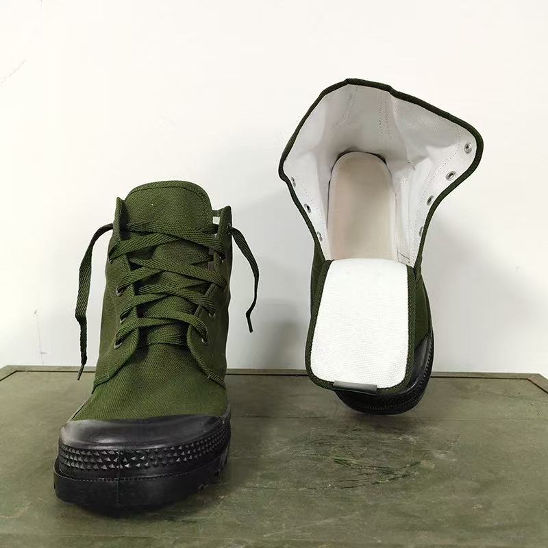 绿色帆布高腰解F鞋 户外工作鞋 加厚帆布鞋 