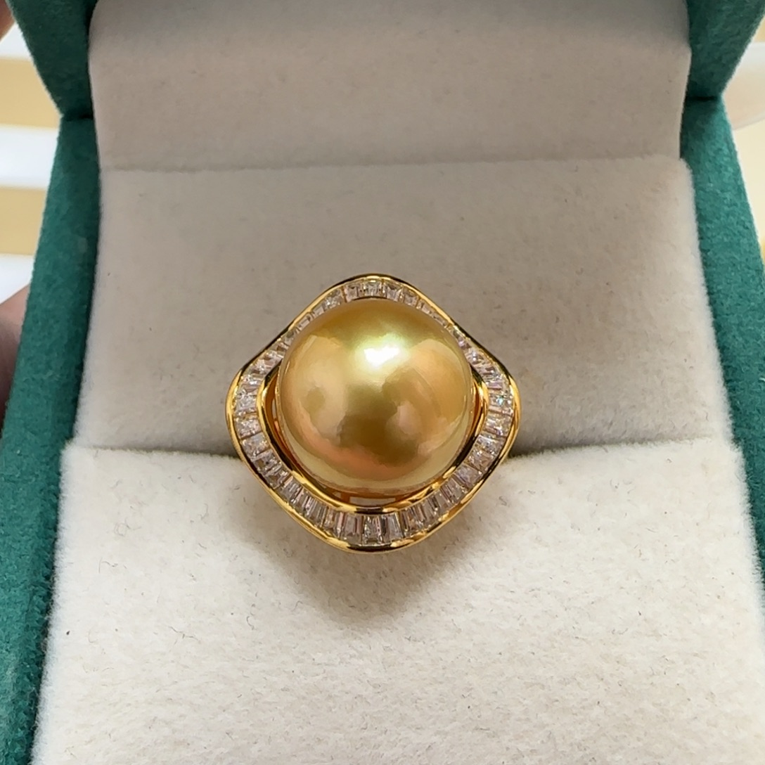 银S925镶嵌海水珍珠戒指