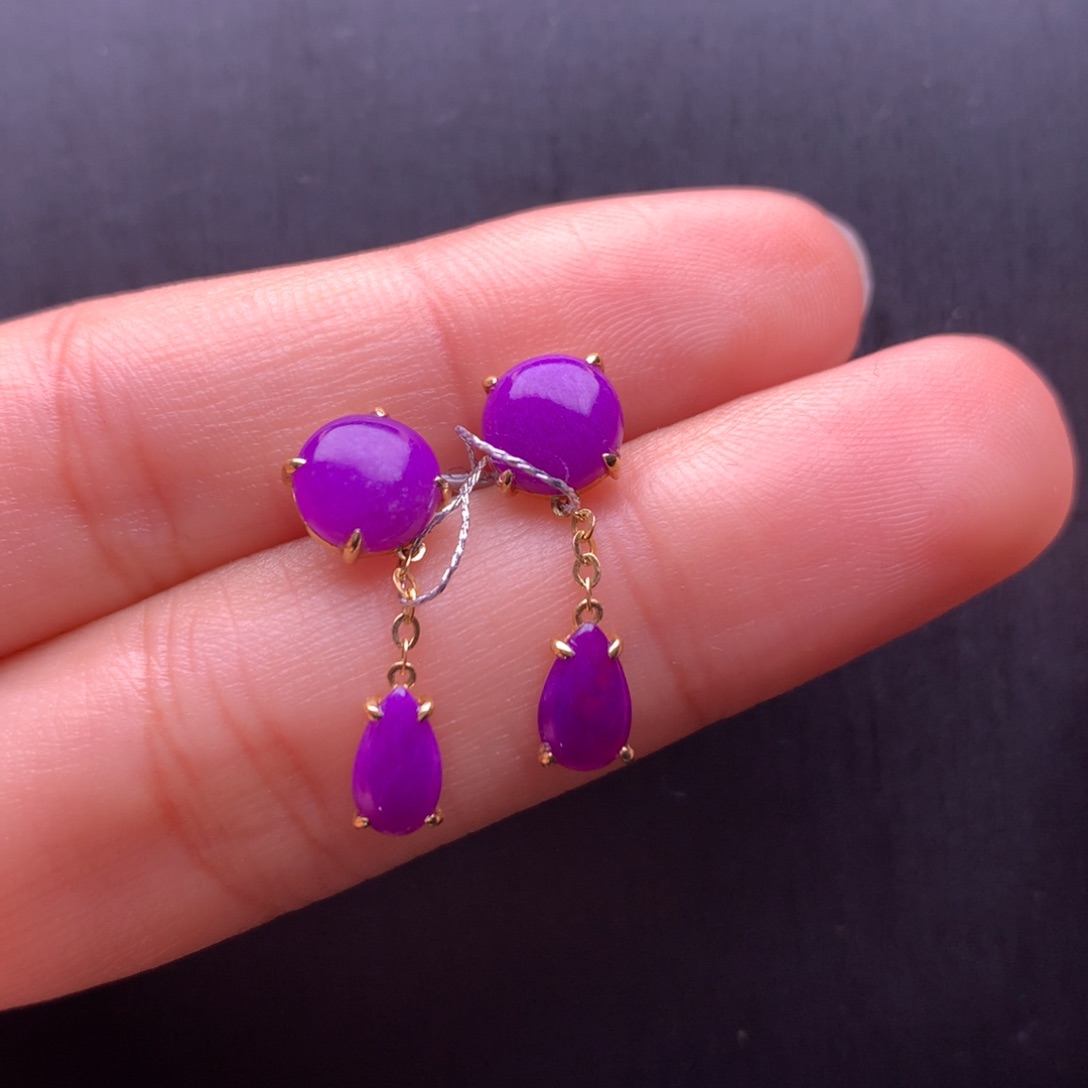 苏纪石（舒俱来）18K金镶嵌耳坠